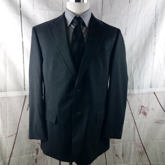 Bill Blass Studio 42R Super 100s 2 Button Charcoal Gray Striped 2pc Suit 37x31 - Picture 3 of 16